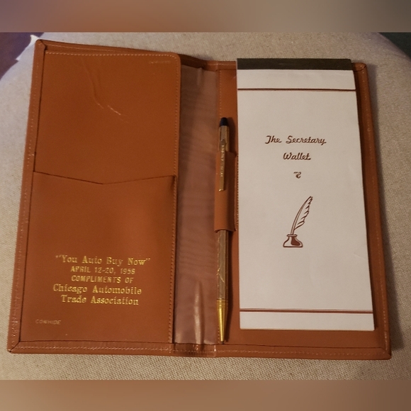 Perline Other - 🌟 Vintage 1958 Leather "Secretary Wallet" Padfolio – Chicago Auto Show Promo